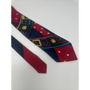 Vintage Handpainted Silk Robert Daskal Tie - Multicolored Bright Abstract